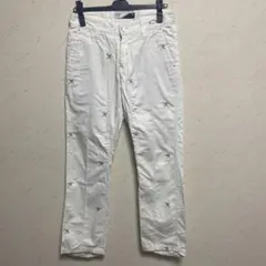 【OAKLEY】オークリー　ゴルフストレッチロングパンツ　白　30総柄スカル刺繍