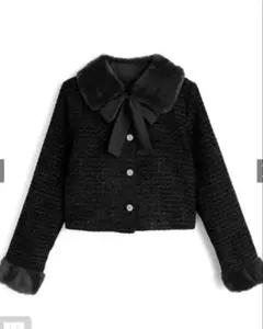 grl ティペット付きラメツイード　ビジュージャケット