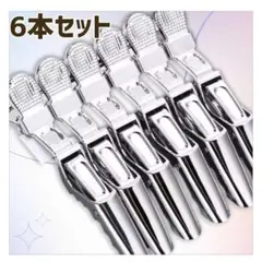 774　ダッカール 6本 シルバー ワニクリップ メタリック　ヘアクリップ