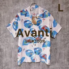 ✅【Avanti】アバンティシルク100%アロハシャツL復刻和柄デッドストックのサムネイル