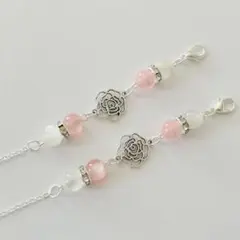 No.376薔薇メガネストラップ・メガネチェーン・マスクチェーン・マスクチャーム