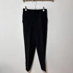 Fit more ブラックカジュアルパンツ 裾リボン付き