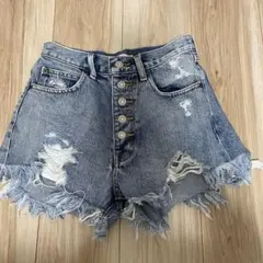 MOUSSY ダメージデニムショートパンツ