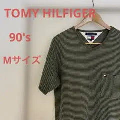 トミーヒルフィガー　半袖　Tシャツ　カットソー　ボーダー　ポケT 胸ポケ