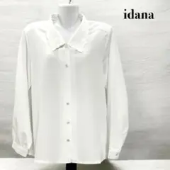 idana レース付きホワイト長袖シャツ