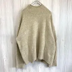 【ユニクロ】スフレヤーン ハイネックセーター ベージュ L ニット ふわふわ