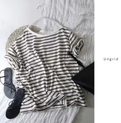 アングリッド 洗える 綿100% ワンショルボーダーTee フリーサイズ