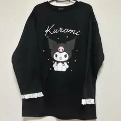 サンリオ クロミ KUROMI パール付き 袖フリル カットソー LL