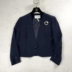 ジュンアシダ ノーカラージャケット ネイビー 1ボタン フォーマル 短丈 日本製