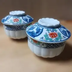 有田焼 蓋つき茶碗蒸し 煮物椀 陶器製 花柄