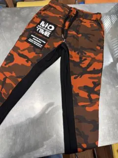【ストリート】NO SMOKING TIME 迷彩 切替 ジョガーパンツオレンジ
