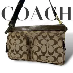 良品 4232 COACH コーチ ミニショルダーバッグ キャンバスシグネチャー
