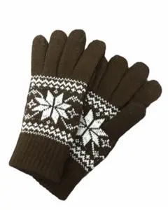 911 手袋 ニット レディース ブラウン 茶 ノルディック グローブ