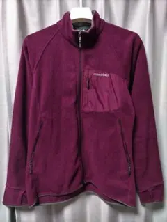 モンベル　クリマプラス100　フリースジャケット　エンジ　レディース