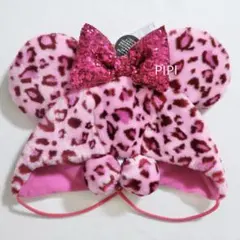 ディズニー　ファンキャップ　ミニー　ピンク　レオパード