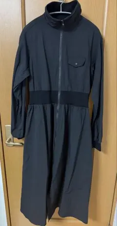 ブラックロングワンピース ジップアップ