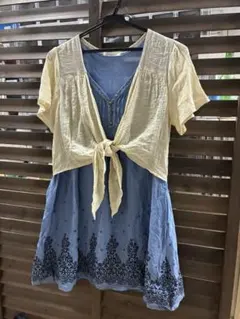 平成レトロ　ボレロ付き刺繍ワンピース　フェアリーグランジ　森ガール　y2k