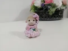 シルバニア　ひつじ赤ちゃん用　ハンドメイド　萩の花ドレス