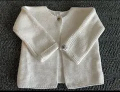 美品　プチバトー　ホワイト ニットカーディガン 80サイズ