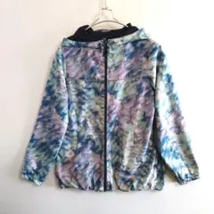 725　all in　ナイロンジャケットXS/L　青　水滲柄　US古着　レディス