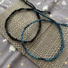 足首用ミサンガ（アンクレット）黒群青②