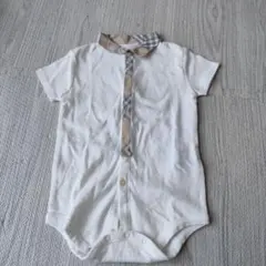 BURBERRYホワイト チェック柄襟ロンパース　12M