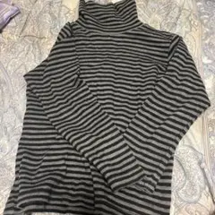 ストライプ タートルネック 長袖カットソー