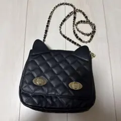 ミニーマウス 猫耳 キルティング ショルダーバッグ