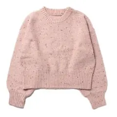 【美品】ニット　ピンク　カラーネップ　クルーネック　プルオーバー　ミックスカラー