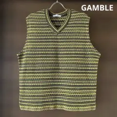 GAMBLE メッシュベスト　イエロー×グリーン系　韓国