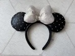 ディズニー カチューシャ レザー キルティング パール　スパンコール　リボン