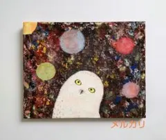 絵画 原画『花咲く夜の話』キャンバス(F4号) ふくろう 月 幸せ 一点もの 原画『花咲く夜の話』キャンバス(F4号) ふくろう 月 幸せ メルヘン
