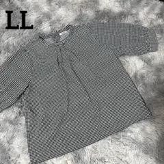 【GLACIER 】❣️美品❣️ギンガムチェック柄 五分袖シャツ/ブラウス/LL