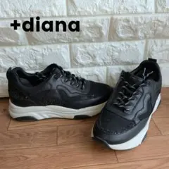 プラスダイアナ　+diana スニーカー 厚底 ラメ ブラック 24.5㎝