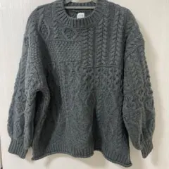 美品 Ungrid アングリッド　パッチワークケーブルニット　チャコールグレー
