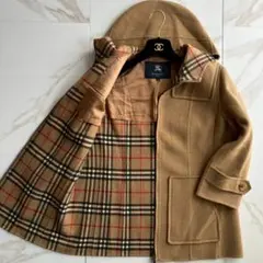 大きいサイズ◆バーバリーロンドン ダブルフェイス カシミヤ フーディ コート