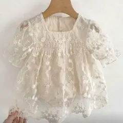 【セレモニードレス】アイボリー 刺繍入りレースベビードレス