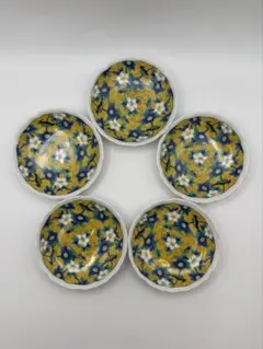 九谷 花柄 醤油料理 5枚セット