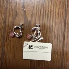 courrèges フープイヤリング ピンクボール付き