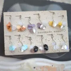 シルバーウェーブ スパンコール 華奢 小ぶりピアス イヤリング ハンドメイド