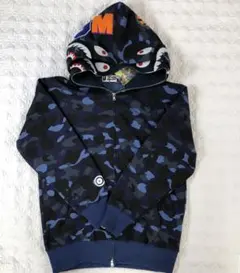 M*.様 A BATHING APE SHARK カモフラパーカー BLUE サ A BATHING APE(アベイシングエイプ) / シャークパーカ/L