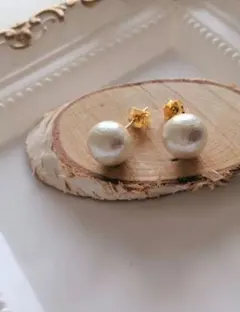 ピアス コットンパール 両耳 卒学式 卒園式 ハンドメイド シンプル 一粒