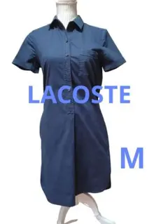 ラコステ　LACOSTE　ベルト付きワンピース　しっかりコットン　ネイビー M