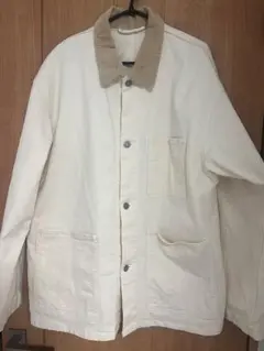 新品同GUアイボリーベージュコーデュロイ襟カバーオールワークジャケットユニクロ