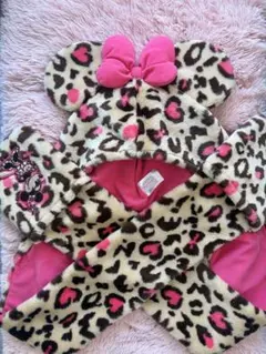 ミニーちゃんヒョウ柄マフラーキャップ