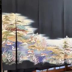 麻 暖簾 保津川下り 新緑(春)楽風 手描き - メルカリ