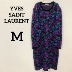 【YVES SAINT LAURENT】花柄ニットワンピース 総柄のサムネイル