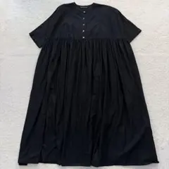ピンタック✨mizuiro ind ミズイロインド ギャザーブラウス 半袖 黒