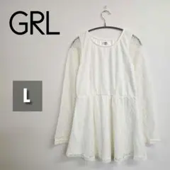 【美品】GRL 長袖レースミニワンピース クリーム 春服 レディース L