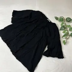 OPAQUE.CLIP バルーンスリーブギャザーブラウス　ブラック　Lサイズ
